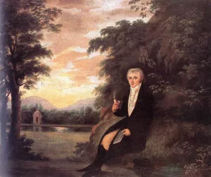Young Man in a Landscape by Janos Rombauer Oil Painting