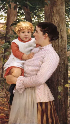 Mother and Child by James Carroll Beckwith Oil Painting