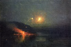Fireworks Across the Potomac by James Henry Moser Oil Painting