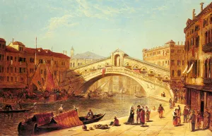 A View of the Rialto Bridge, Venice by James Holland Oil Painting