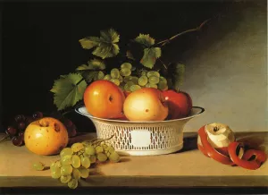 Apples and Grapes in a Pierced Bowl by James Peale Oil Painting
