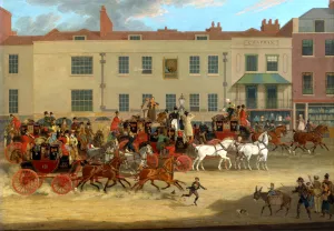 North Country Mails at the Peacock, Islington by James Pollard Oil Painting
