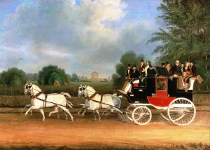 The London-Faringdon Coach passing Buckland House, Berkshire by James Pollard Oil Painting