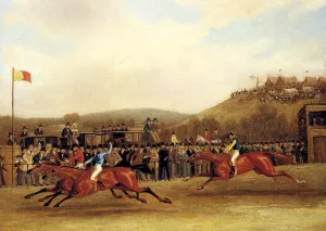 Vivian, Lady Emily and Wallington at the Finish of The Hunter's Stakes at Worthy Down, Winchester in July 1835 by James Pollard Oil Painting