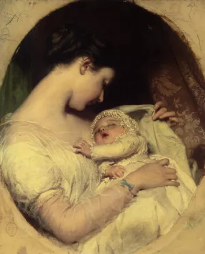 Artists Wife Elizabeth and Daughter by James Sant Oil Painting