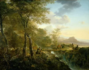 Italian Landscape with Artist by Jan Both Oil Painting