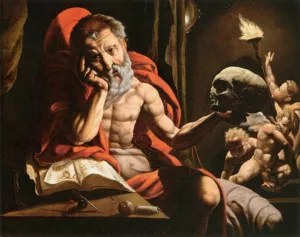 St Jerome Meditating by Jan Cornelisz Vermeyen Oil Painting