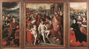 Triptych of the Micault Family by Jan Cornelisz Vermeyen Oil Painting