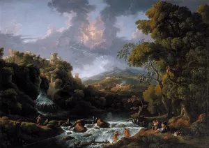 A Scene in the Roman Campagna by Jan Frans Van Bloemen Oil Painting