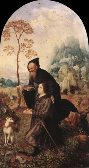 St Anthony with a Donor by Jan Gossaert (Mabuse) Oil Painting