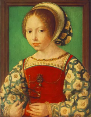 Young Girl with Astronomic Instrument by Jan Gossaert (Mabuse) Oil Painting