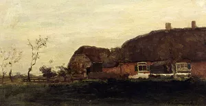 A Farmhouse In A Polder Landscape by Jan Hendrik Weissenbruch Oil Painting