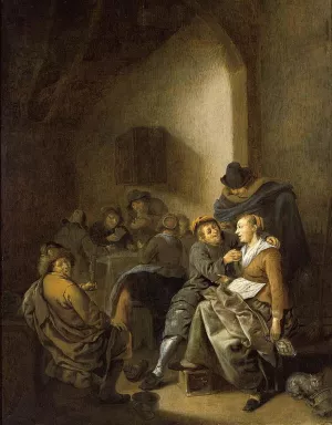 Amorous Couple in an Inn by Jan Miense Molenaer Oil Painting