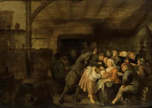 Peasants in an Inn Playing La Main Chaude by Jan Miense Molenaer Oil Painting