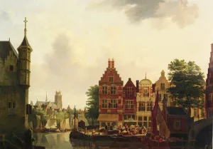 A View of Dordrecht by Jan Rutten Oil Painting