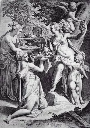 Venus Receiving Gifts by Jan Sadeler I Oil Painting