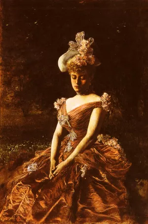 Portrait of a Lady in a Pink Dress, Seated by Jan Van Beers Oil Painting