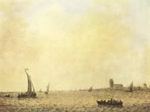 View of Dordrecht from the Oude Maas by Jan Van Goyen Oil Painting