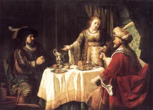 The Banquet of Esther and Ahasuerus by Jan Victors Oil Painting