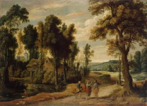 Landscape with Christ and His Disciples on the Road to Emmaus by Jan Wildens Oil Painting