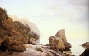 Rocks Along the Shore by Janus Andreas Bartholin La Cour Oil Painting