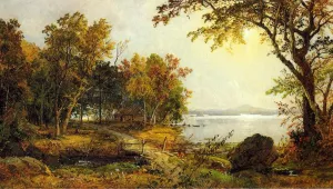 A Cabin on Greenwood Lake by Jasper Francis Cropsey Oil Painting