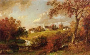 Back of the Village, Hastings-on-Hudson, New York by Jasper Francis Cropsey Oil Painting