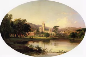 Castle by a Lake by Jasper Francis Cropsey Oil Painting