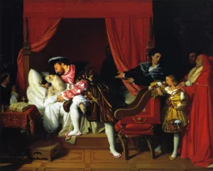 The Death of Leonardi da Vinci by Jean-Auguste-Dominique Ingres Oil Painting