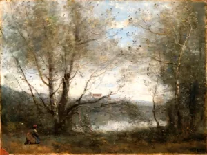 A Pond Seen Through The Trees by Jean-Baptiste-Camille Corot Oil Painting