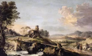 Pastoral Landscape with Figures by Jean-Baptiste Lallemand Oil Painting