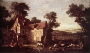 Farmhouse by Jean-Baptiste Oudry Oil Painting