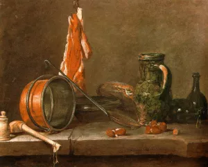 A Lean Diet with Cooking Utensils by Jean-Baptiste-Simeon Chardin Oil Painting