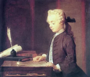 Boy with a Spinning Top Auguste Gabriel Godefroy by Jean-Baptiste-Simeon Chardin Oil Painting