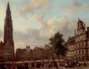 The Meir, Antwerp by Jean Baptiste Van Moer Oil Painting
