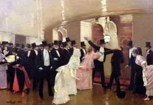 Argument in the Corridors of the Opera by Jean Beraud Oil Painting