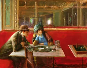 Au Cafe by Jean Beraud Oil Painting