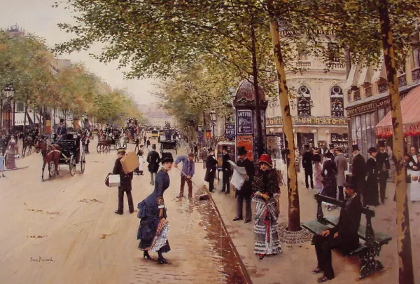Boulevard des Capucines Oil painting by Jean Beraud