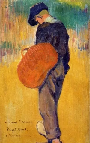Breton Boy with Basket by Jean-Bertrand Pegot-Ogier Oil Painting