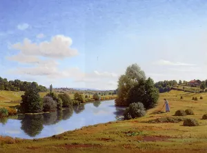 The Banks of the Saone Near Chatillon by Jean Ferdinand Monchablon Oil Painting