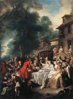 A Hunting Meal by Jean Francois De Troy Oil Painting