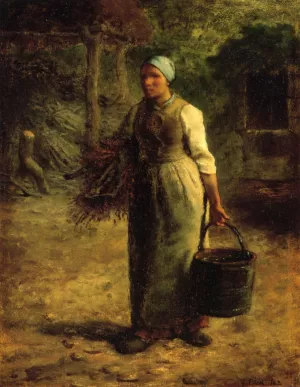 Woman Carrying Firewood and a Pail by Jean-Francois Millet Oil Painting