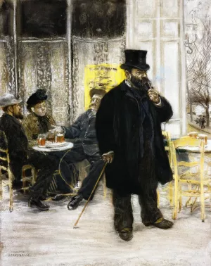 Bohemians at the Cafe by Jean-Francois Raffaelli Oil Painting