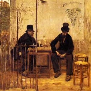 The Absinthe Drinkers by Jean-Francois Raffaelli Oil Painting