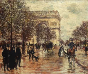 The Champs-Elysees, The Arc de Triomphe by Jean-Francois Raffaelli Oil Painting