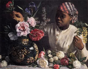 African Woman with Peonies by Frederic Bazille Oil Painting