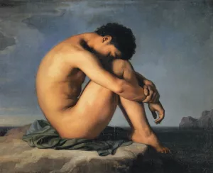 Young Man by the Sea by Jean Hippolyte Flandrin Oil Painting