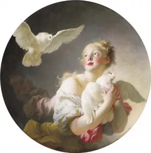 Girl Holding a Dove by Jean-Honore Fragonard Oil Painting