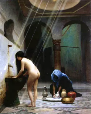 A Moorish Bath also known as Turkish Woman Bathing by Jean-Leon Gerome Oil Painting