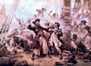 The Capture of the Pirate Blackbeard 1718 by Jean-Leon Gerome Ferris Oil Painting